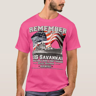Camiseta USS Savannah CL42 veteranos do marinho do cruzador