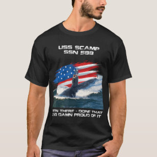 Camiseta USS Scamp SSN-588 American Flag SubMarine Veteran