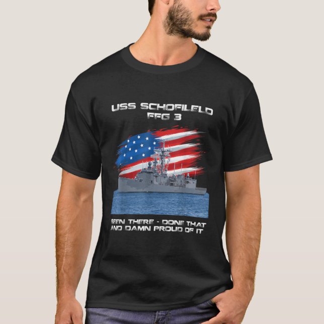 Camiseta USS Schofield FFG 3 Classe Frigate American Flag V (Frente)