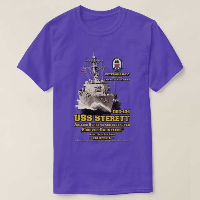 Camiseta USS Sterett DDG104 Destroyer Veterans (Frente do Design)