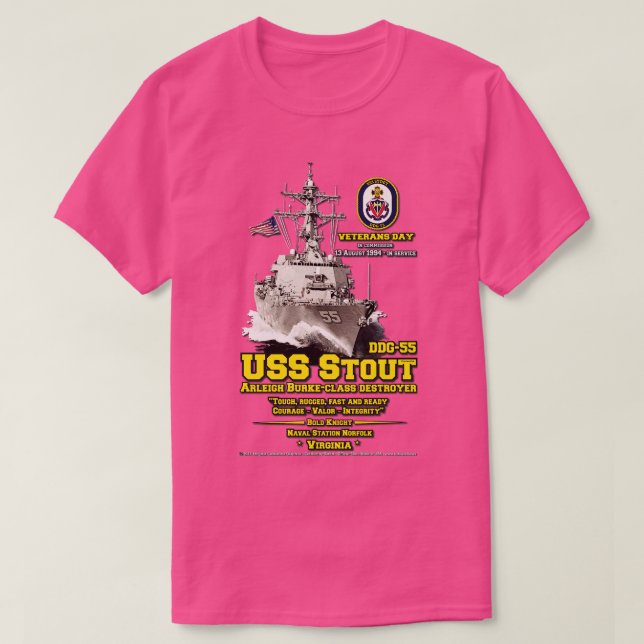 Camiseta USS Stout DDG55 Destroyer Veterans (Frente do Design)