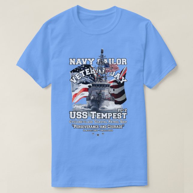 Camiseta USS Tempest PC2 - navios-patrulha costeira veteran (Frente do Design)