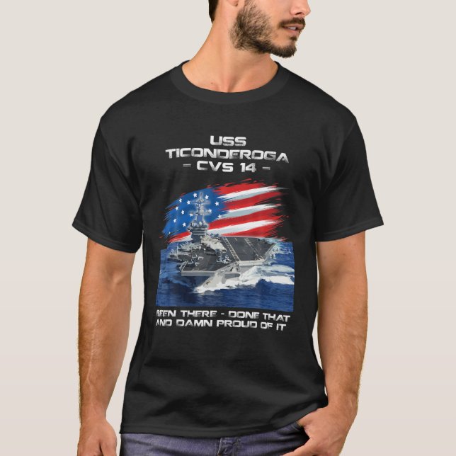 Camiseta USS Ticonpeta CVS- 14 Transportadora Veteran Da (Frente)