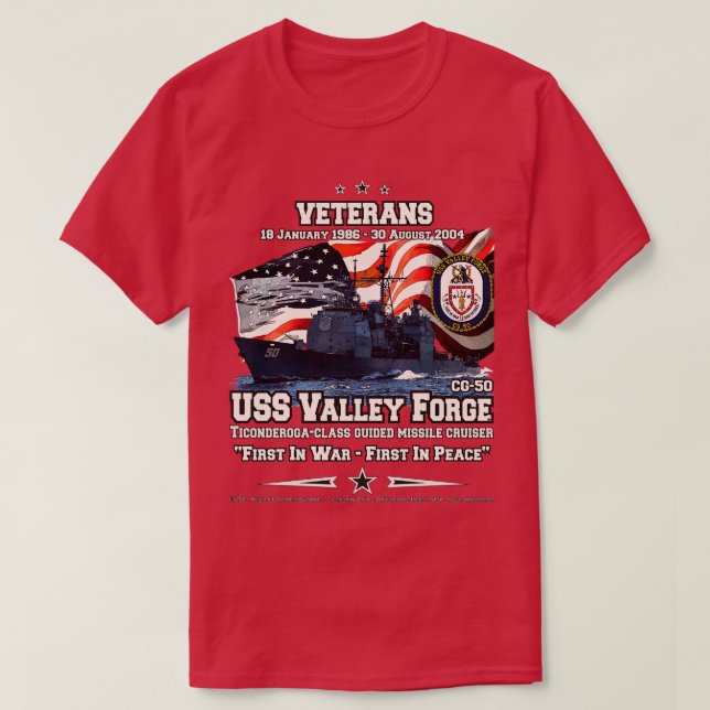Camiseta USS Valley Forge CG50 veteranos cruzadores de Mari (Frente do Design)