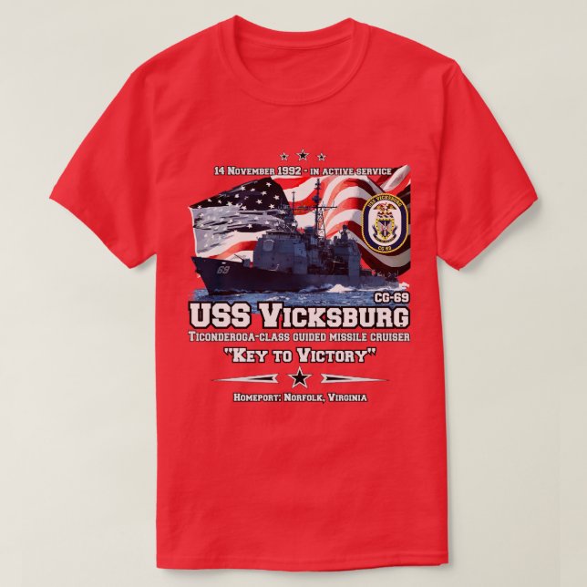 Camiseta USS Vicksburg CG69 Cruiser (Frente do Design)