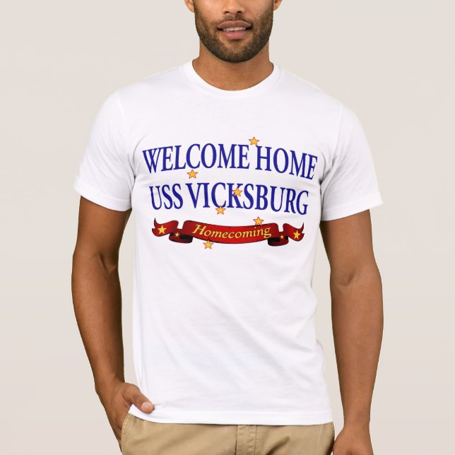 Camiseta USS Vicksburg Home bem-vindo (Frente)