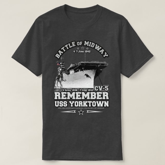 Camiseta USS YORKTOWN CV5 Lembrar ww2 (Frente do Design)