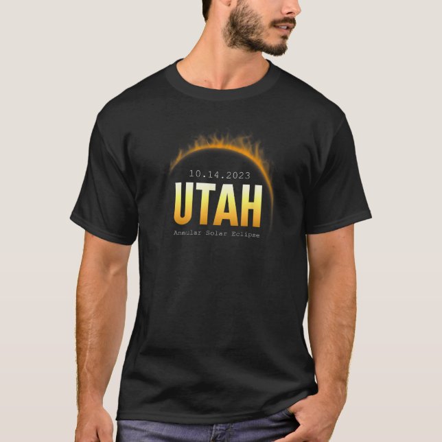 Camiseta Utah EUA Estado Anular Solar Eclipse 14 de outubro (Frente)