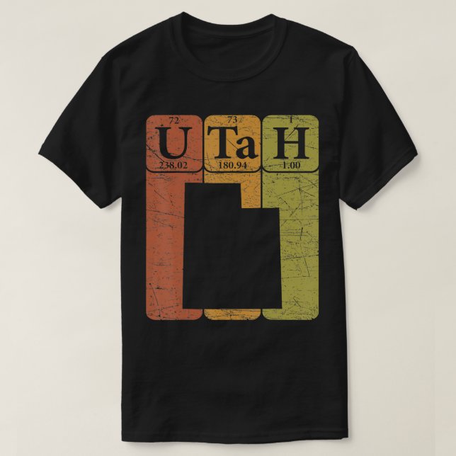 Camiseta Utah Periódicos Elementos de Mesa Estado Do Mapa D (Frente do Design)