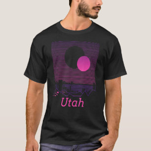 Camiseta Utah Retro Vintage Mountain Grid 80s 90s Estética