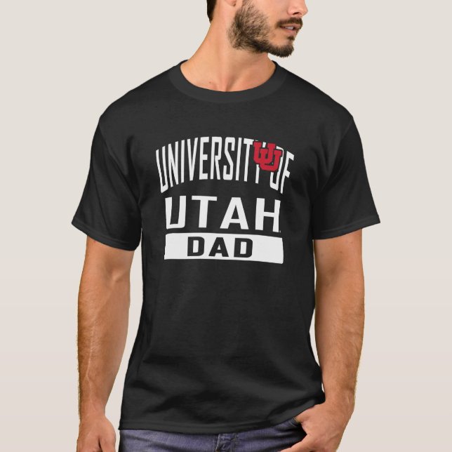 Camiseta Utah Utes Universidade Pai Padre Negro Oficialment (Frente)