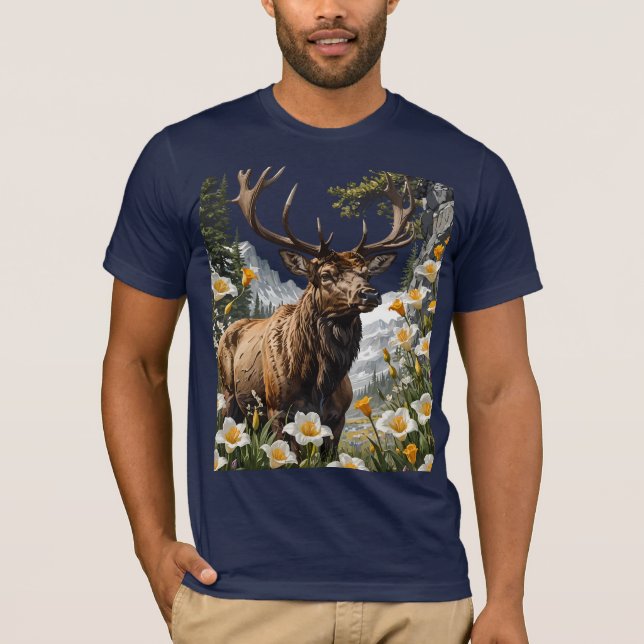 Camiseta Utahn Elk Cercada Por Sego Lily Flowers (Frente)