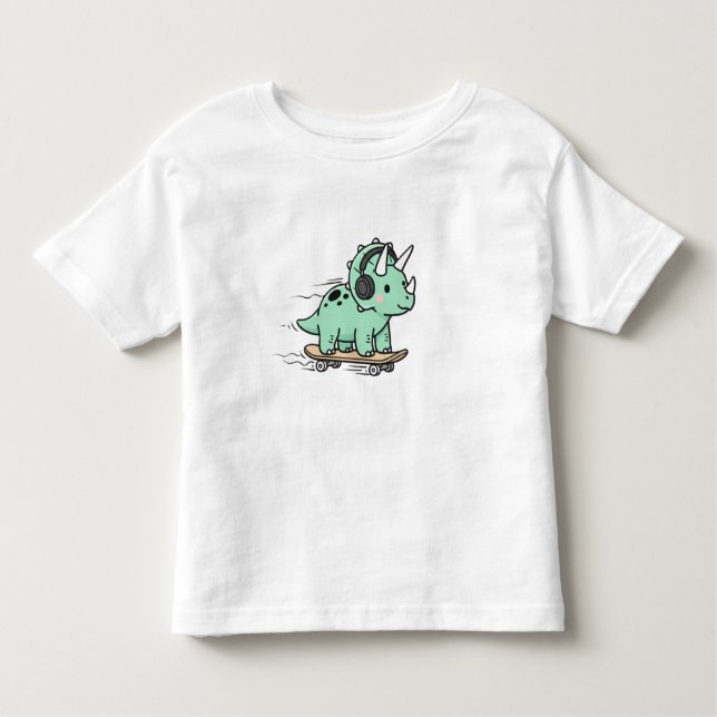 Camiseta ute Triceratops Roller Skating for Kids (Frente)