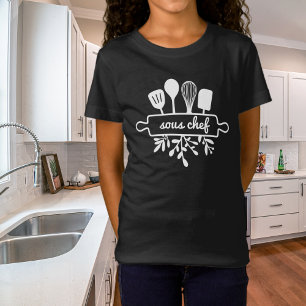 Camiseta Utensílios de Cozinha Brancos Sous Chef Kids
