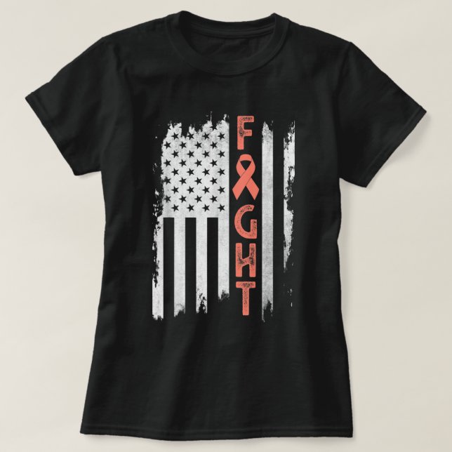 Camiseta Uterine Cancer Awareness Peach Ribbon Endometrial  (Frente do Design)