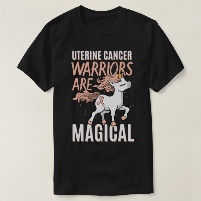 Camiseta Uterine Cancer Awarting Womb Endometrial Unicorn (Frente do Design)