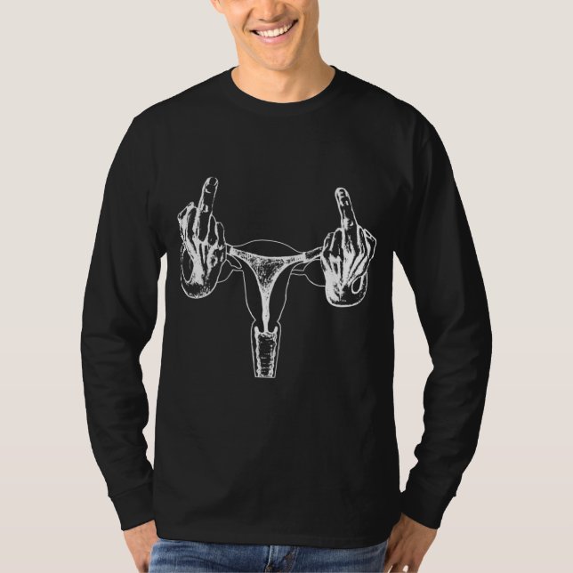 Camiseta Uterus Mostra Feminista De Dedo Médio Pro Choice W (Frente)