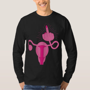 Camiseta Uterus mostra mulheres do meio-dedo Direitos Femin