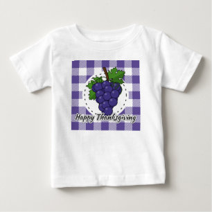 Camiseta Uva na Xadrez Violeta - Feliz Ação de Graças