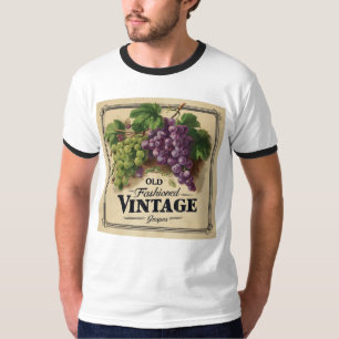 Camiseta Uvas de moda antiga, vinho púrpura e vinho preto