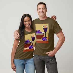 Camiseta Uvas e vinho em Maroon e Tan