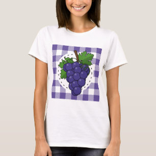 Camiseta Uvas em Xadrez violeta branca