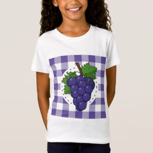 Camiseta Uvas em Xadrez violeta branca