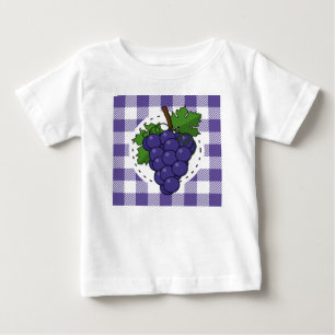 Camiseta Uvas em Xadrez violeta branca