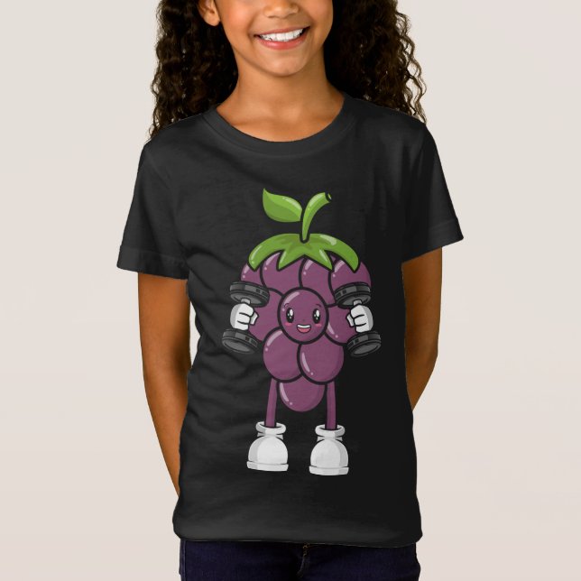 Camiseta Uvas, Fruta, Fato De Costume, Construção De Arroz (Frente)
