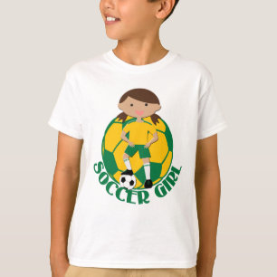 Camiseta V2 verde e amarelo da menina 4 e da bola do