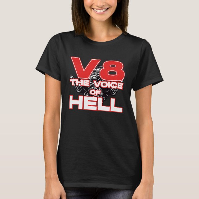 Camiseta V8 Car Tuning Cylinder Workshop The Voice of Light (Frente)