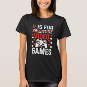 Camiseta V é para o Dia de os namorados Gamer Mens Boy