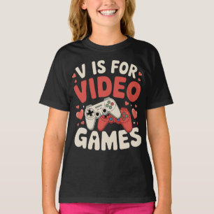 Camiseta V É Para Video Games Piadinhas De Dia Dos Namorado