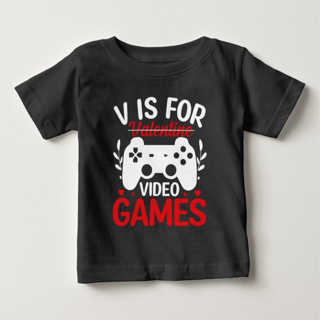 Camiseta V é para Videos games com Namorados cruzado (Frente)