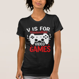 Camiseta V é para Videos games com Namorados cruzado