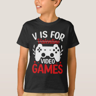 Camiseta V é para Videos games com Namorados cruzado