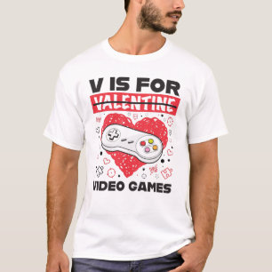 Camiseta V é para Videos games contra dia dos namorados