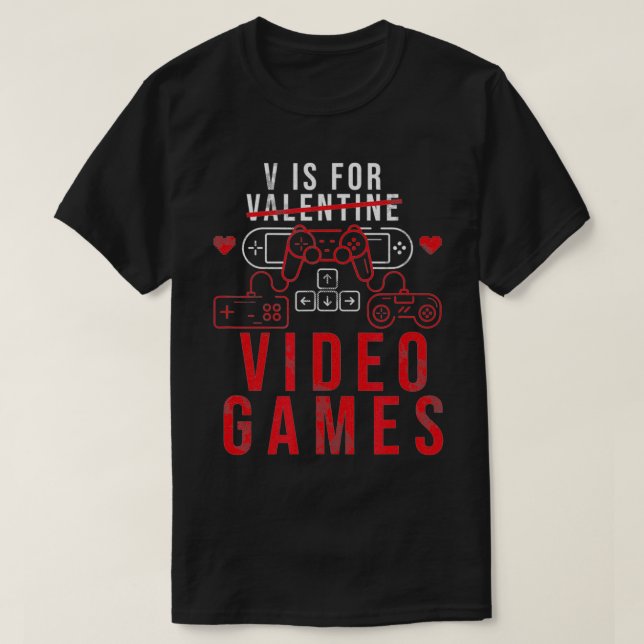 Camiseta V é para Videos games Engraçado Gamer Gift para Va (Frente do Design)