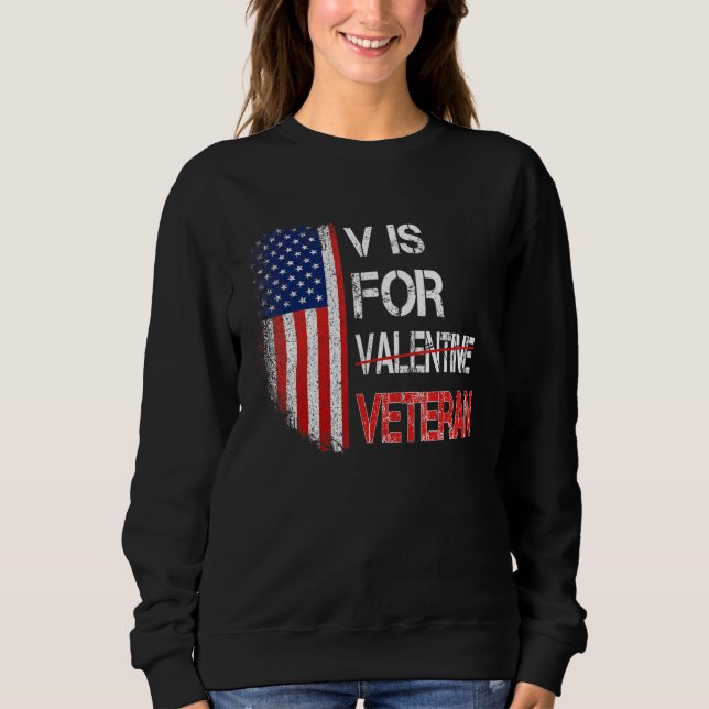 Camiseta V Is For Veteran Valentine's Day US Flag (Frente)