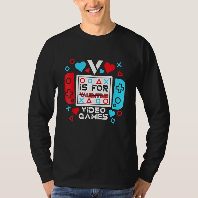 Camiseta V Is For Video Games Controller Game Valentines Da (Frente)