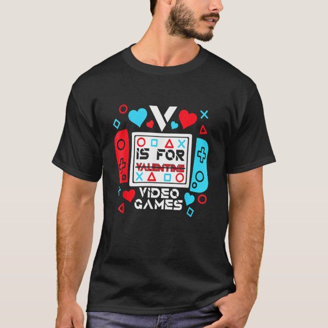 Camiseta V Is For Video Games Controller Game Valentines Da (Frente)