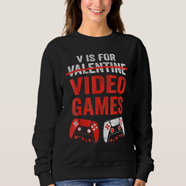 Camiseta V Is For Video Games  Valentines Day Gamer Boy Men (Frente)