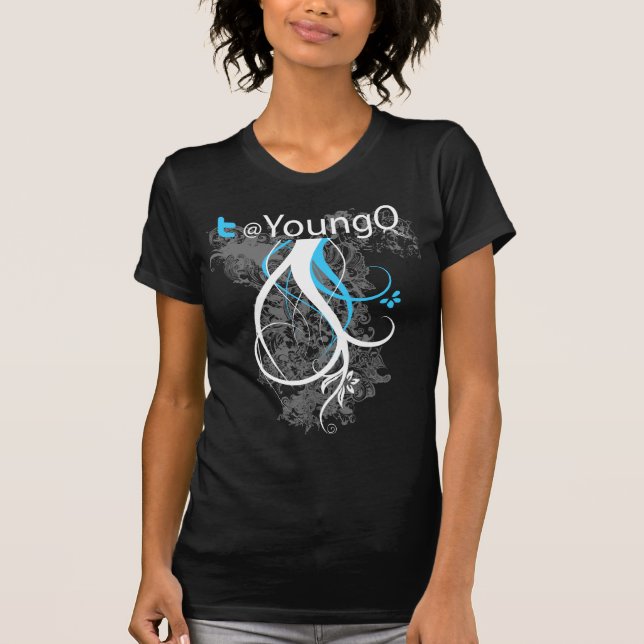 Camiseta V-Pescoço completo das senhoras de YoungQ (cabido) (Frente)