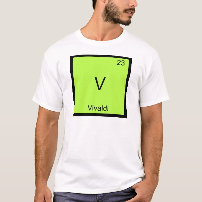 Camiseta V - Símbolo de Elemento Químico Engraçado Vivaldi  (Frente)