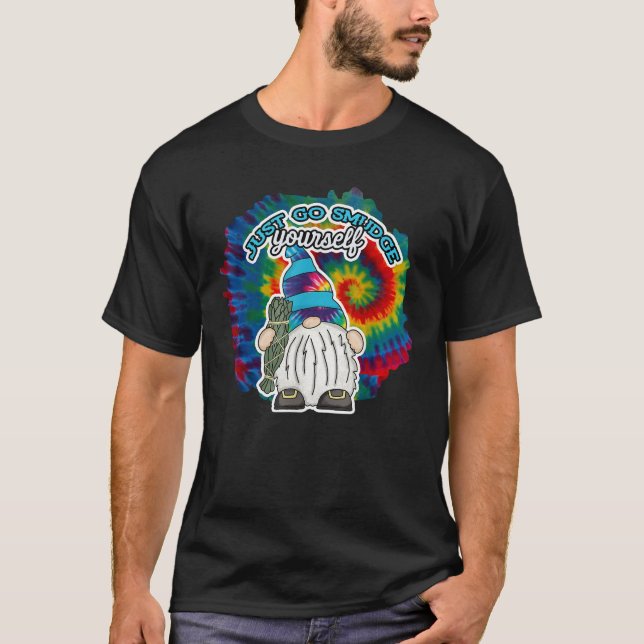 Camiseta Vá Borrar a Si Mesmo Gravata Dye Gnome Borratando  (Frente)
