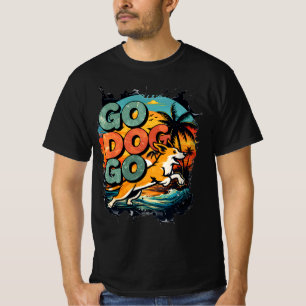 Camiseta Vá, Cachorro, Vá – Arte de Aventura de Surf Retro