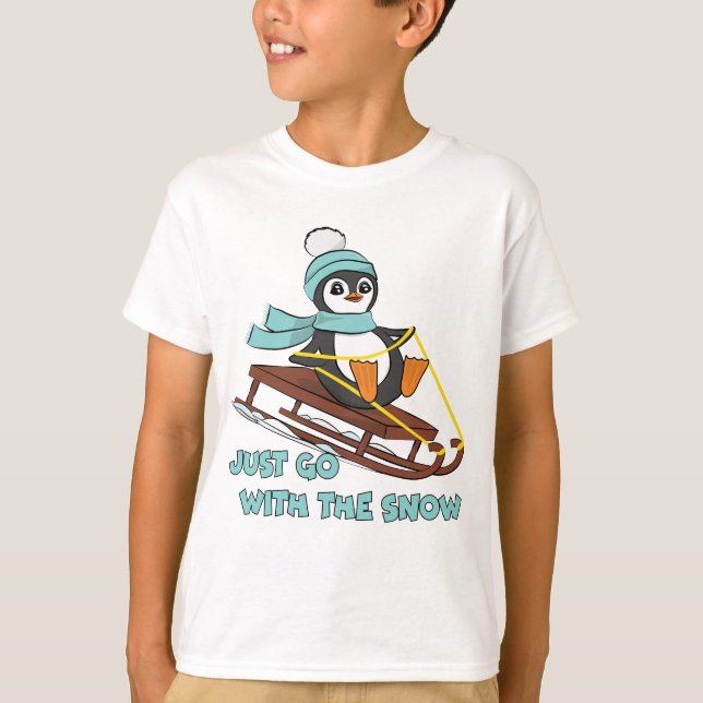 Camiseta Vá Com O Pinguim De Neve Que Dorme Com O Pinguim (Frente)