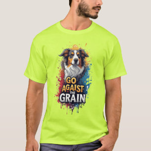 Camiseta Vá Contra a Maré: Retrato Alegre de Cachorro