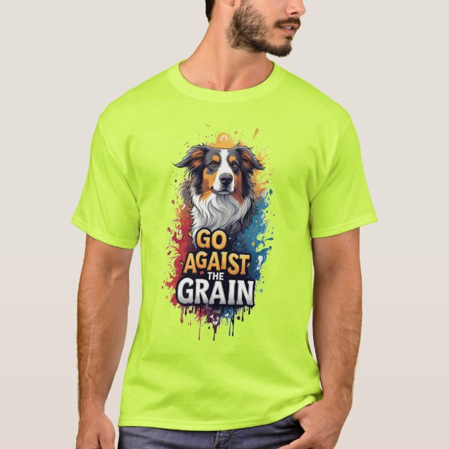 Camiseta Vá Contra a Maré: Retrato Alegre de Cachorro (Frente)