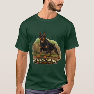 Camiseta Vá em Frente e Corra Ele Gosta de Comida Rápida Do